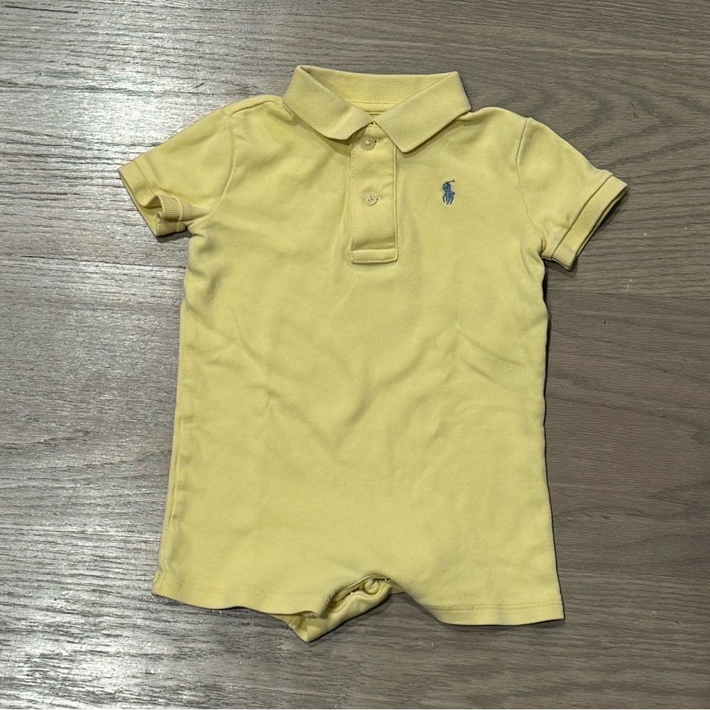 Ralph Lauren Soft Yellow Kids Polo Romper